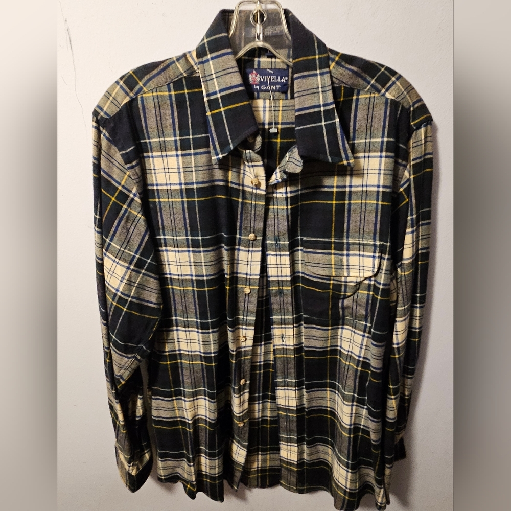 Vyella Men's Black and‎ Yellow Plaid Shirt
